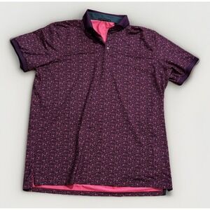 Greyson Golf Polo Shirt XL Purple Pink Floral Performance Stretch Short Sleeve